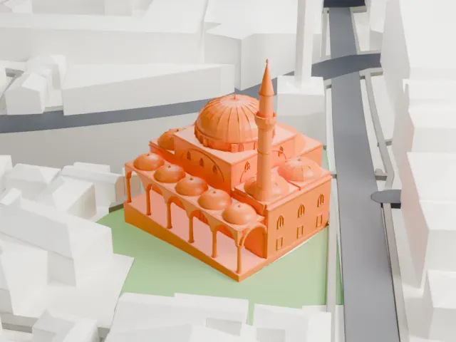 Gazi Atik Ali Pasha Mosque model, West view
