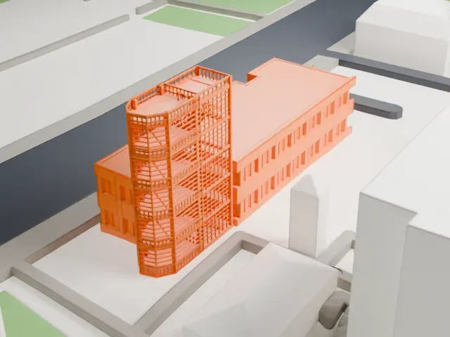 Gedenkstätte Berliner Mauer model, North view