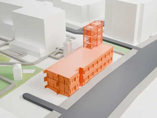 Gedenkstätte Berliner Mauer model, South view