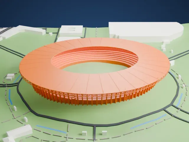 Gelora Bung Karno Stadium model, East view