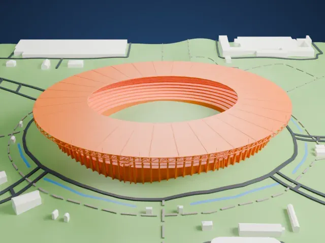 Gelora Bung Karno Stadium model, West view