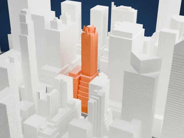 General Electric Building model, East view