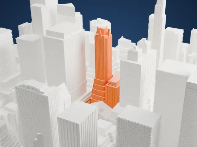 General Electric Building model, West view