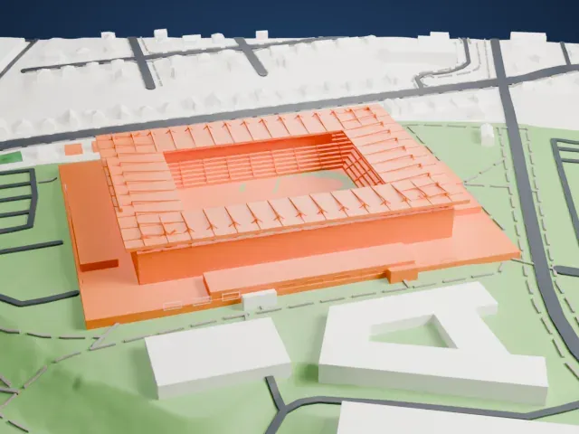 Geodis Park model, East view