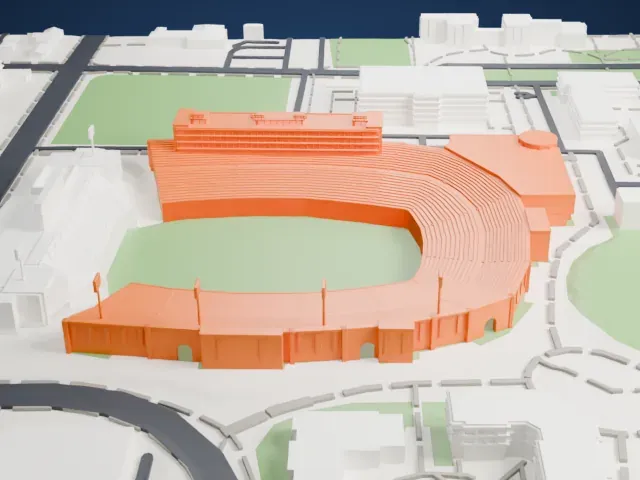 Gerald J. Ford Stadium model, East view