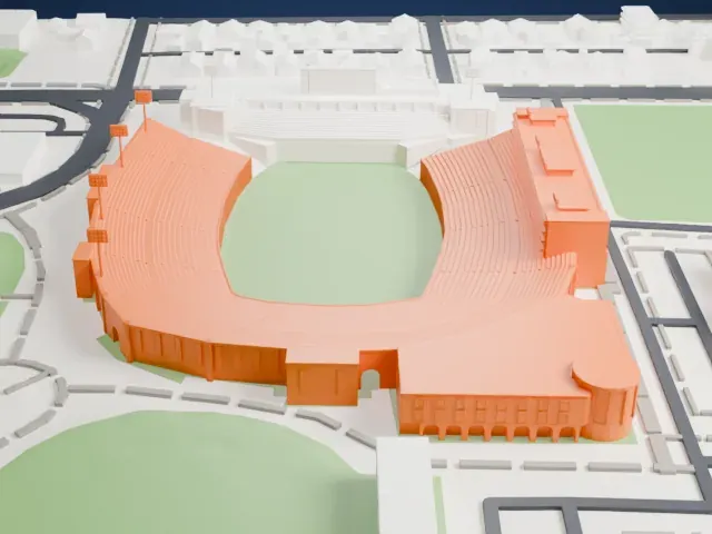 Gerald J. Ford Stadium model, North view