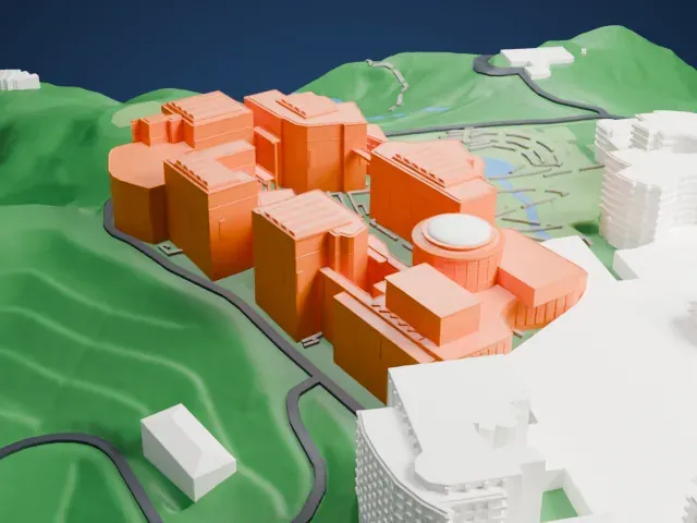 Getty Center model, North view
