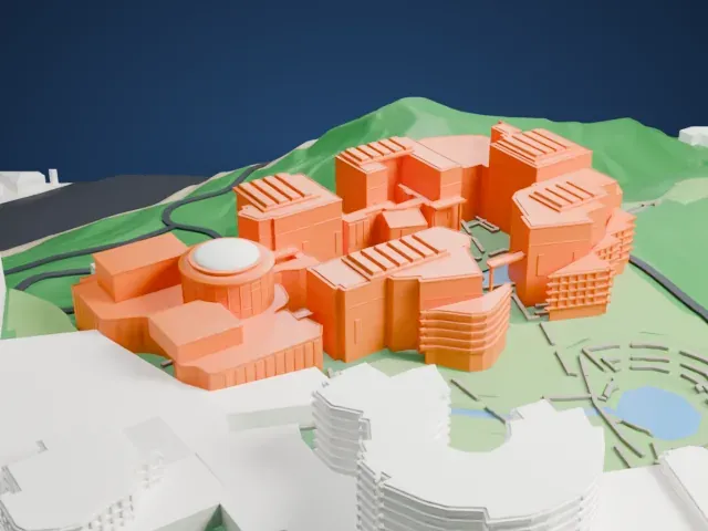 Getty Center model, West view