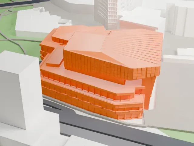 Gewandhaus Leipzig model, East view