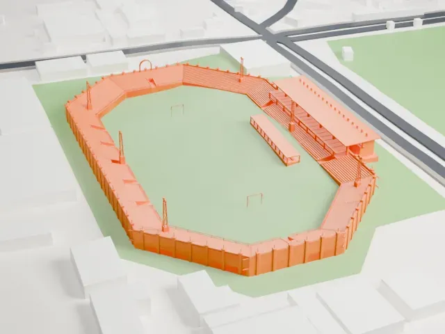 Ghazi Stadium model, West view
