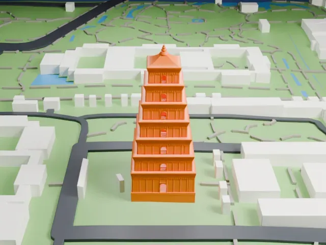 Giant Wild Goose Pagoda model, West view