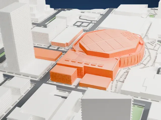 Golden 1 Center model, East view
