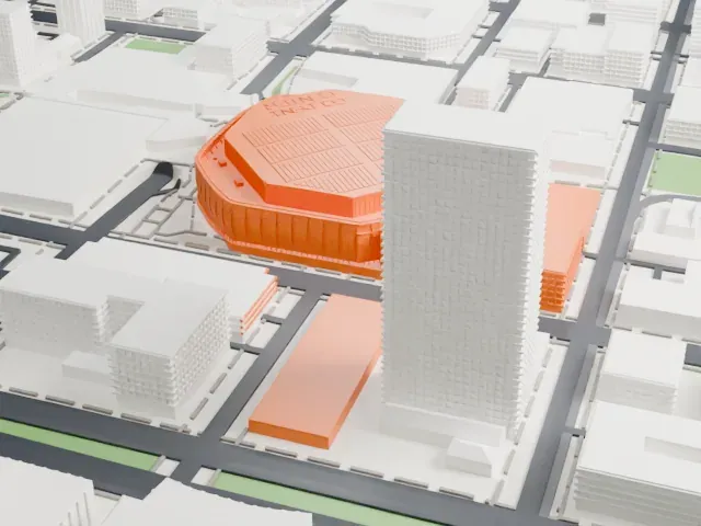 Golden 1 Center model, South view