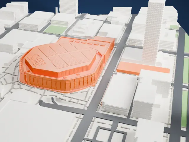 Golden 1 Center model, West view