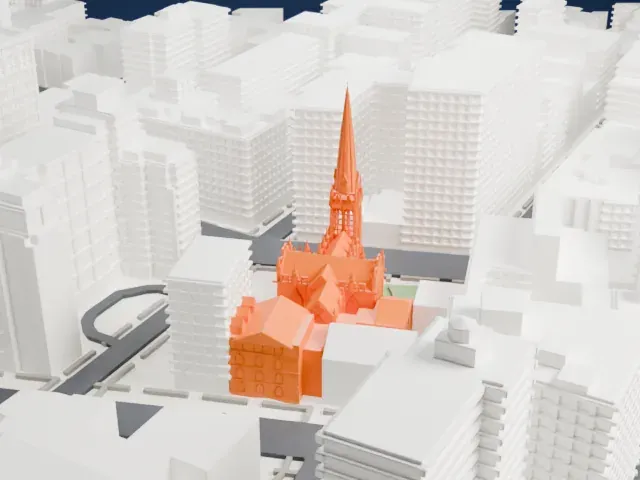 Grace Church model, East view