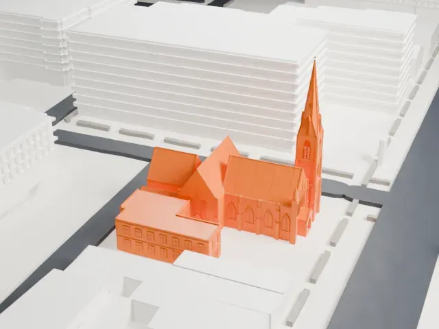 Grace Church, Newark model, North view