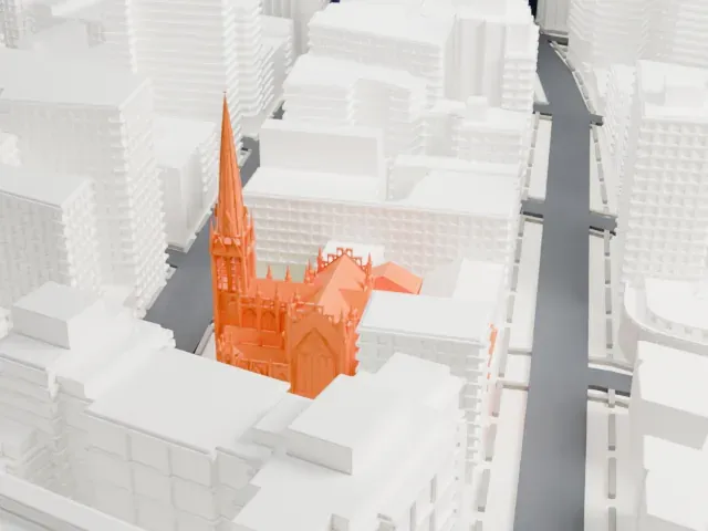 Grace Church model, South view
