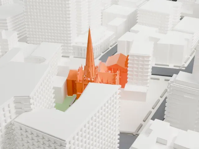 Grace Church model, West view