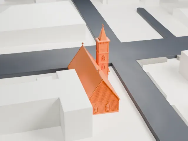 Grace Episcopal Church, Bronx model, East view