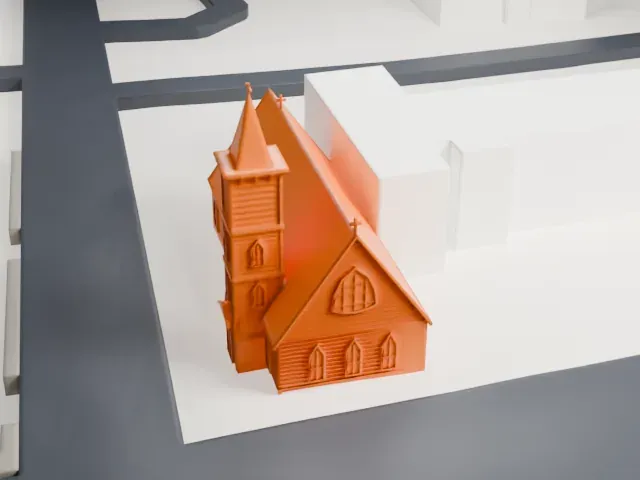 Grace Episcopal Church, Bronx model, West view