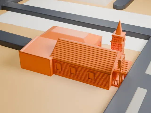 Graceland Wedding Chapel model, North view