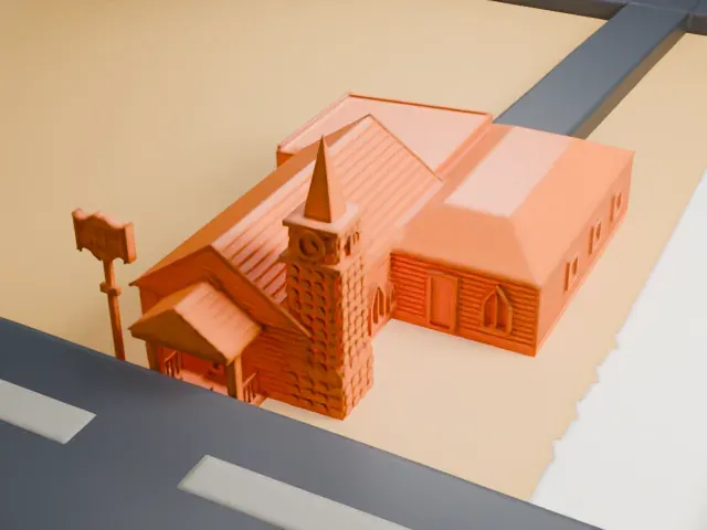 Graceland Wedding Chapel model, West view