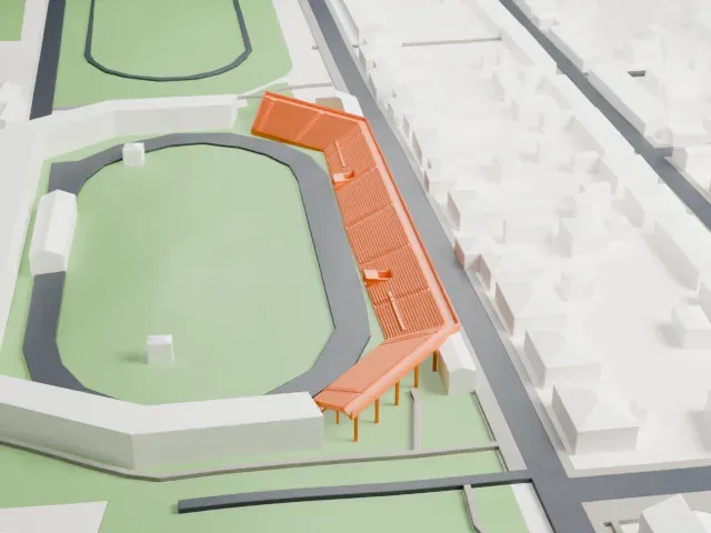 Gradski vrt Stadium model, South view