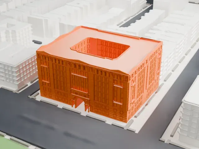 Graham Court model, West view