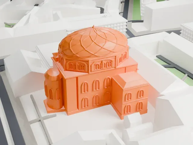 Grand Choral Synagogue (Saint Petersburg) model, South view
