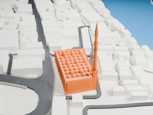 Grand Mosque of Dubai model, East view