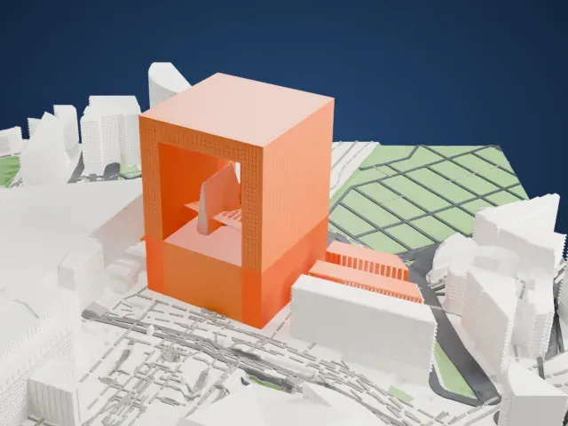 Grande Arche model, East view