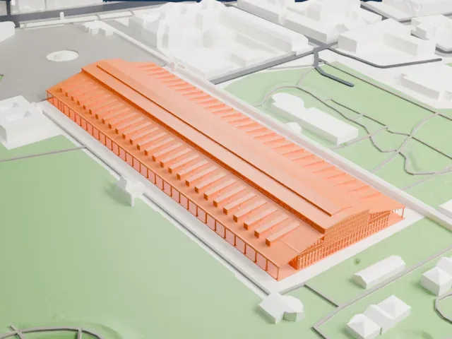 Grande Halle de la Villette model, North view