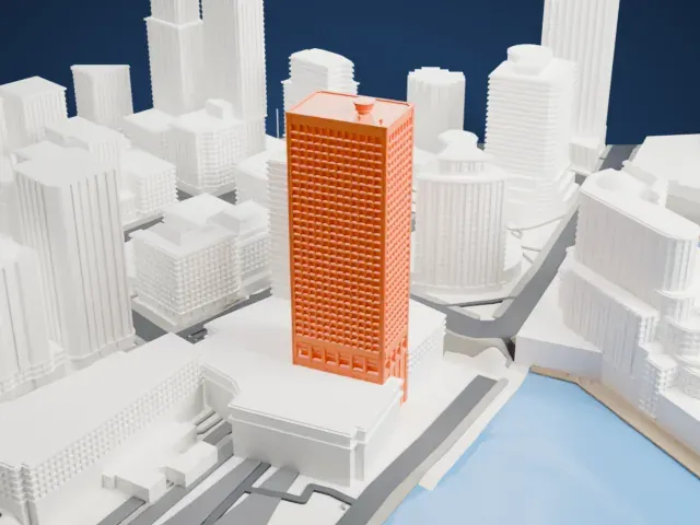 Granville Square model, East view