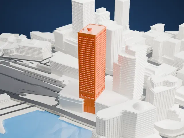 Granville Square model, North view