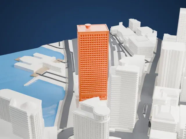 Granville Square model, West view