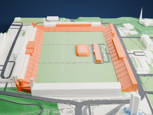 Great Strahov Stadium model, South view