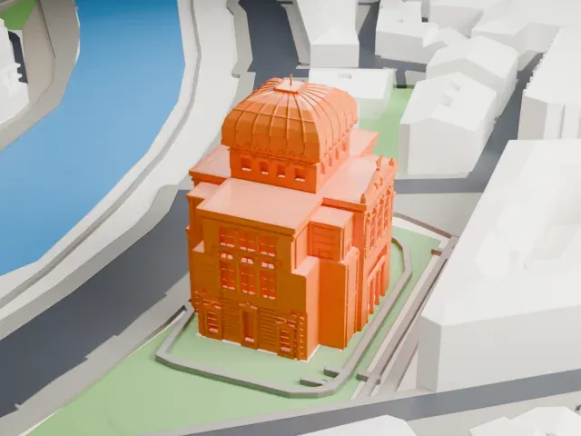 Great Synagogue of Rome model, East view