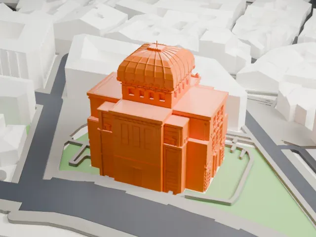 Great Synagogue of Rome model, South view
