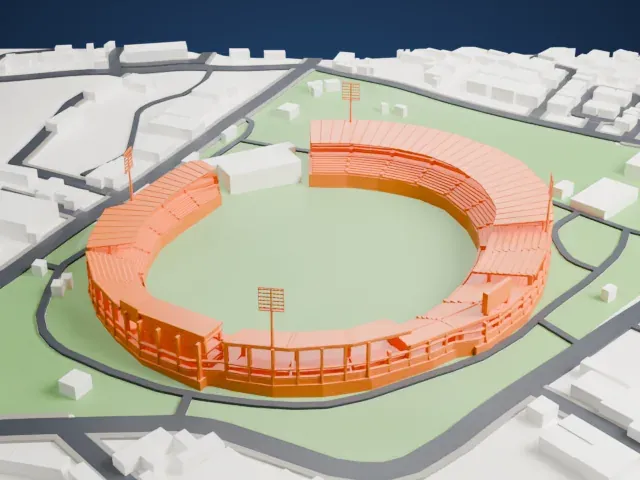 Green Park Stadium model, East view