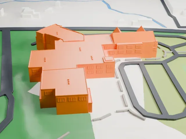 Greens Farms School model, East view