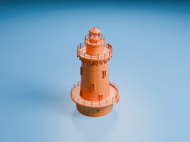 Greens Ledge Light model, West view