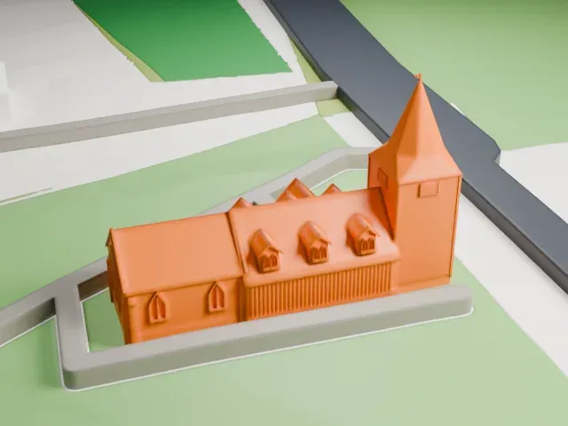 Greensted Church model, North view