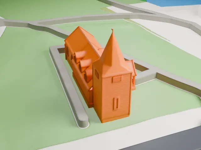 Greensted Church model, West view