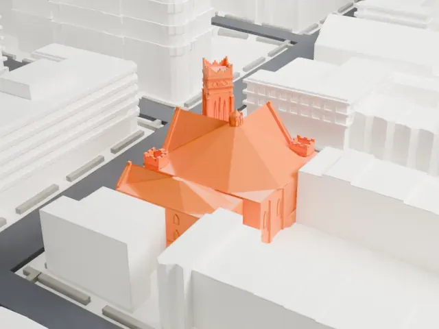 Greenwood Baptist Church model, North view