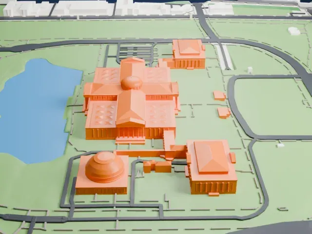 Griffin Museum of Science and Industry model, East view