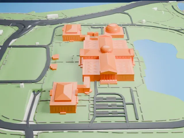 Griffin Museum of Science and Industry model, West view