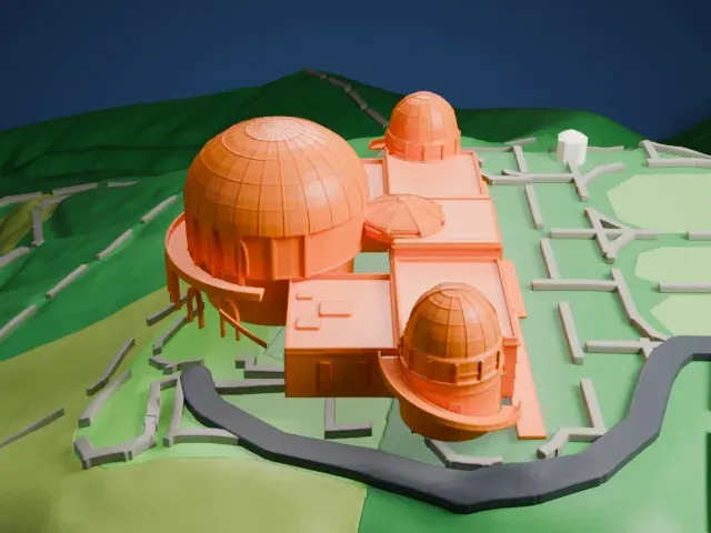 Griffith Observatory model, East view