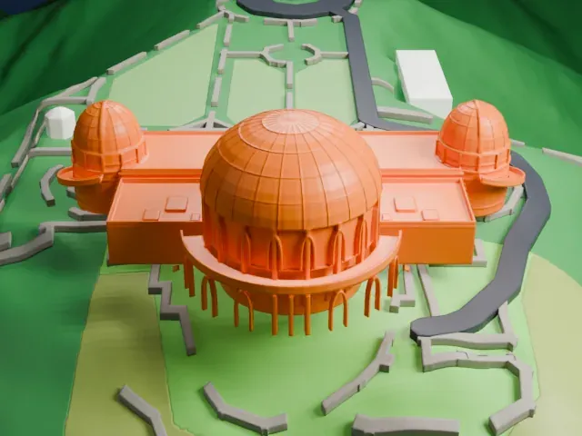 Griffith Observatory model, South view