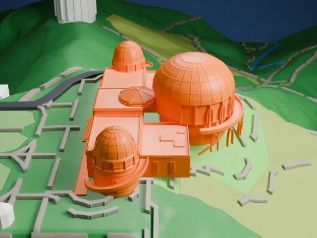 Griffith Observatory model, West view