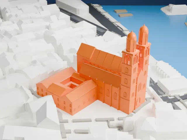 Grossmünster model, North view